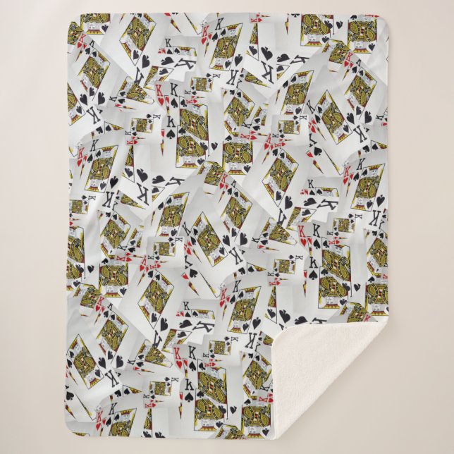Playing Cards Kings Layered, Lge Sherpa Blanket (Front)