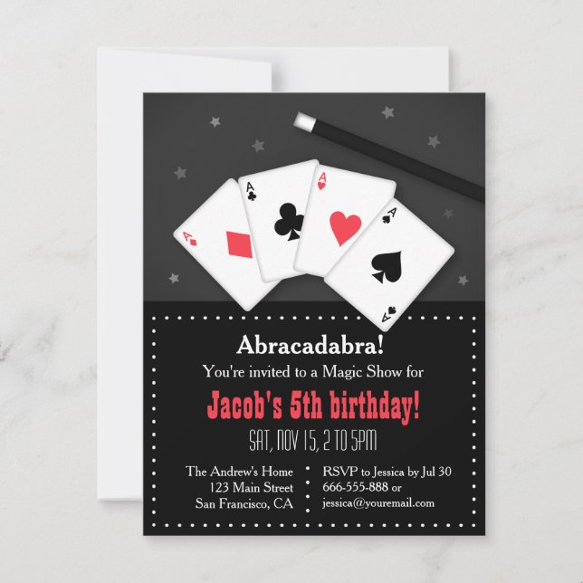 Playing Cards Magic Party Invitations (Front)