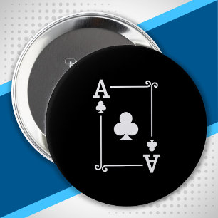 Playing Cards - Matching Clubs Card Suits Ace Card 10 Cm Round Badge