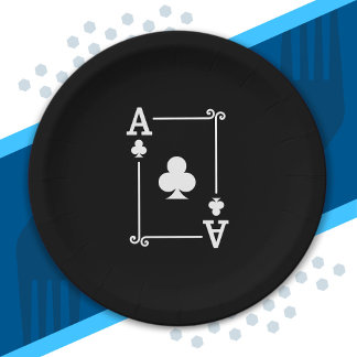 Playing Cards - Matching Clubs Card Suits Ace Card Paper Plate