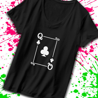 Playing Cards - Matching Clubs Card Suits - Queen T-Shirt