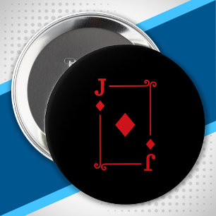Playing Cards - Matching Diamonds Card Suits Jack 10 Cm Round Badge