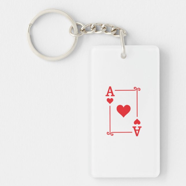 Playing Cards - Matching Hearts Card Suits - Ace Key Ring (Front)