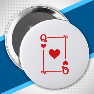 Playing Cards - Matching Hearts Card Suits - Queen 10 Cm Round Badge
