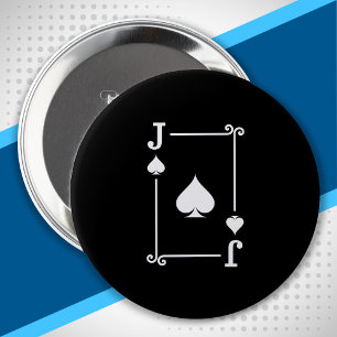 Playing Cards - Matching Spades Card Suits - Jack 10 Cm Round Badge