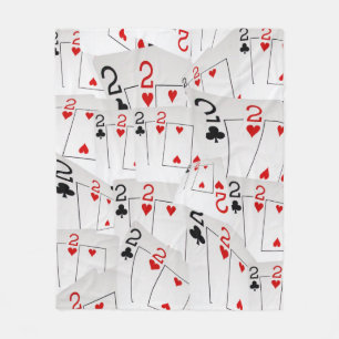 Playing Cards Number Twos In A Layered Pattern, Fleece Blanket