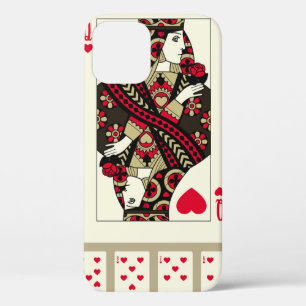Playing cards of Hearts suit in vintage style. Ori iPhone 12 Case