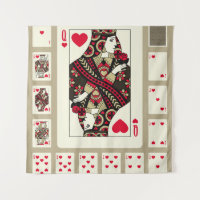 Playing cards of Hearts suit in vintage style. Ori