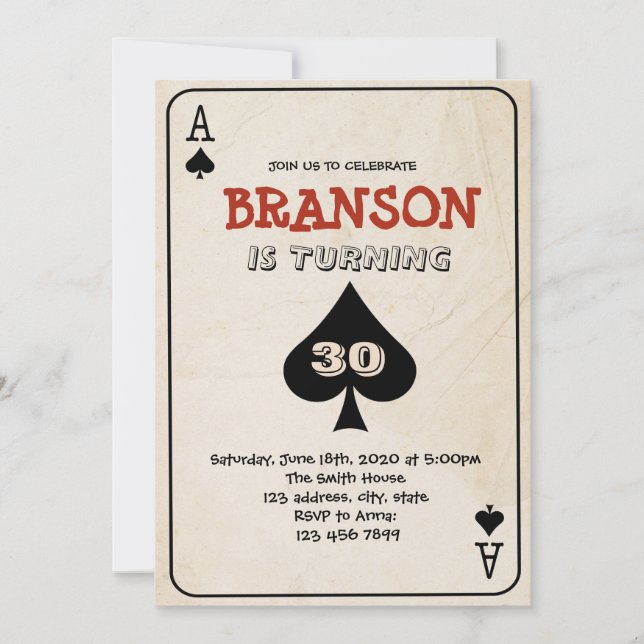 Playing cards party invitation (Front)