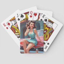 Playing Cards, Poker Cards, Pin-up, Brunette