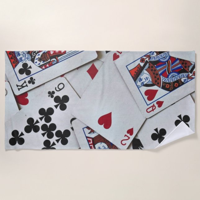 Playing Cards Poker Games Queen King Beach Towel (Front)