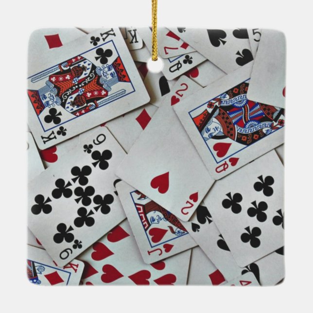 Playing Cards Poker Games Queen King Ceramic Ornament (Back)
