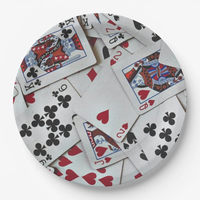 Playing Cards Poker Games Queen King Paper Plate (Front)