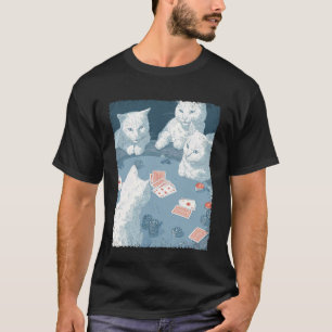 Playing Cards Pop Art Gambling White Cat Playing P T-Shirt