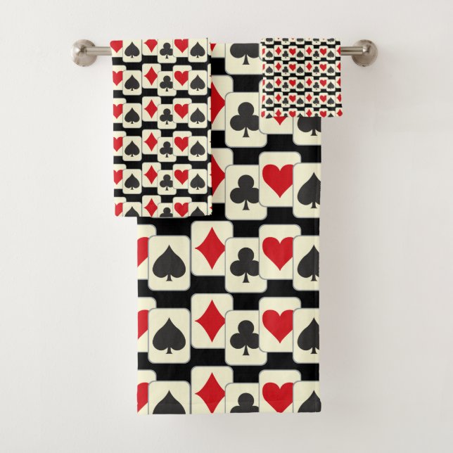 Playing Cards Quartet Bath Towel Set (Insitu)