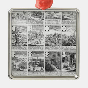 Playing cards satirising "bubble" ventures metal tree decoration