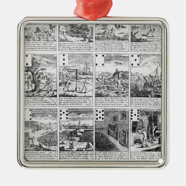 Playing cards satirising "bubble" ventures metal tree decoration (Front)