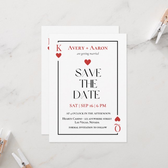 Playing Cards Save the Date Las Vegas Wedding  (Front/Back In Situ)
