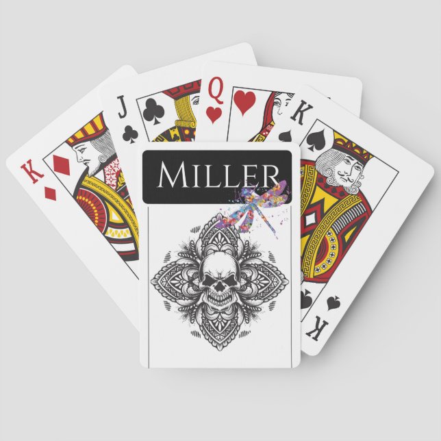 Playing Cards Skull Dragonfly Illustration  (Back)
