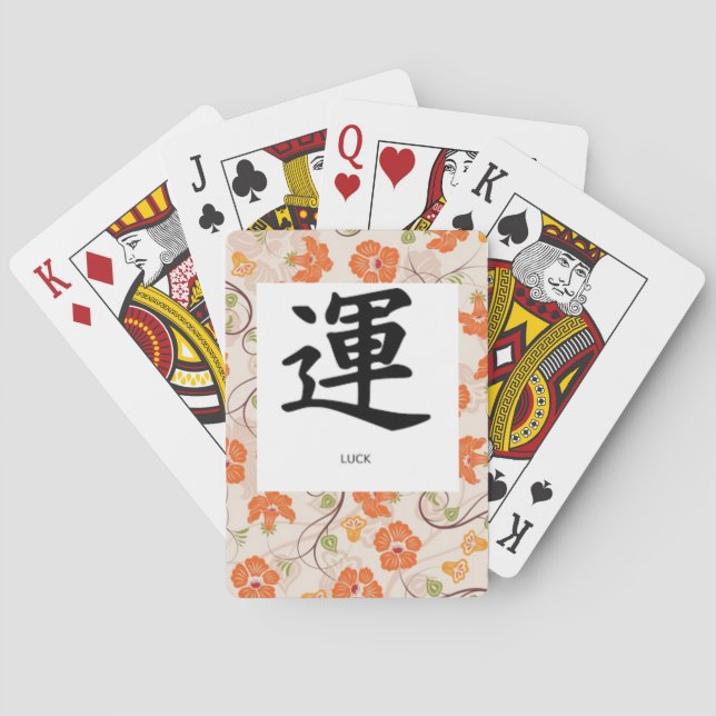 Playing CARDS, STANDARD INDEX, KANJI SYMBOL "LUCK" Playing Cards (Back)