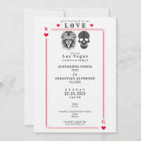 Playing Cards Sugar Skull Vegas Wedding Invitation