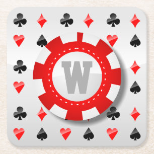 Playing Cards Suits Square Paper Coaster