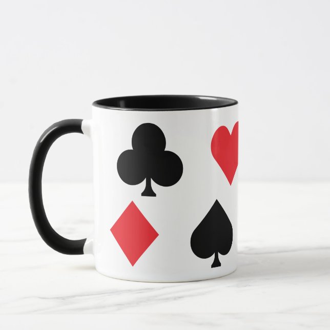 Playing Cards Suits Symbols in Red and Black Mug (Left)