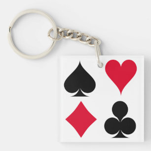 Playing cards symbols pattern key ring