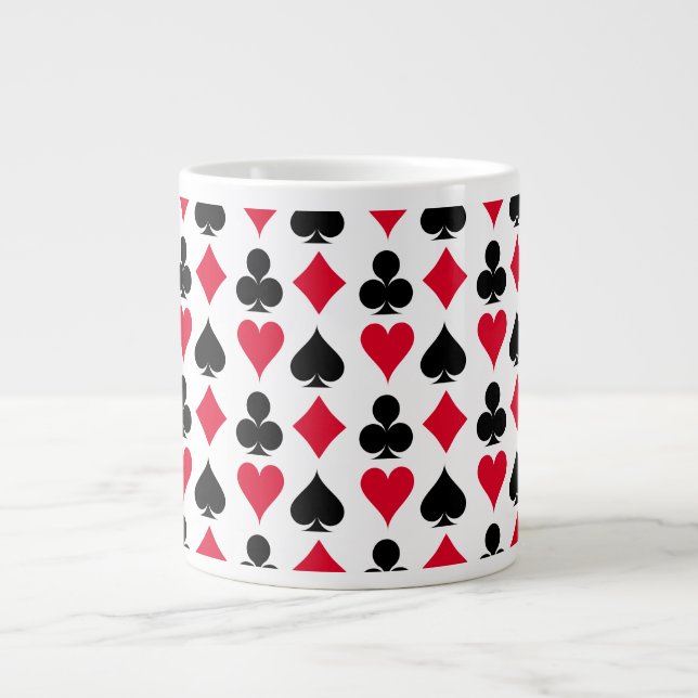 Playing cards symbols pattern large coffee mug (Front)