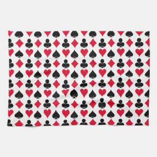 Playing cards symbols pattern tea towel
