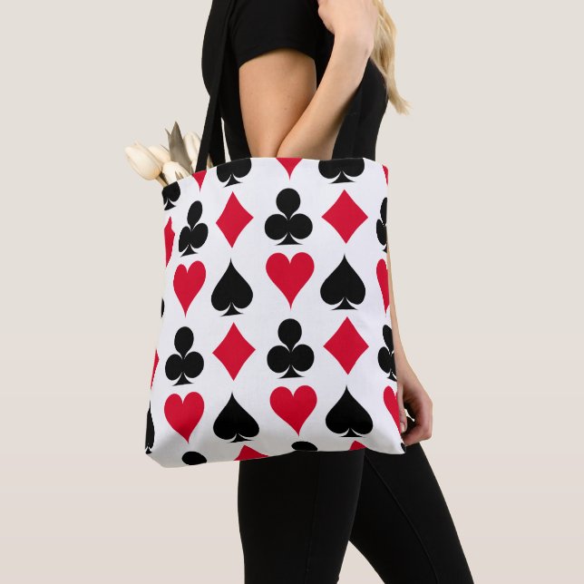 Playing cards symbols pattern tote bag (Close Up)