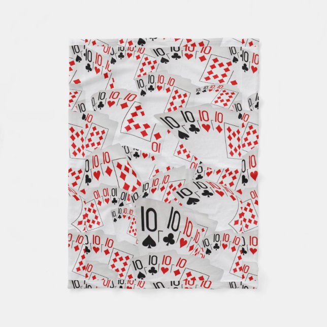 Playing Cards Tens In A Layered Pattern, Fleece Blanket (Front)
