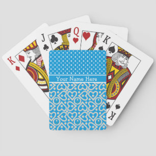 Playing Cards to Personalise: Polkas Daisies, Blue
