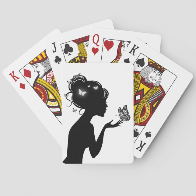 Playing Cards White Butterfly Woman (Back)