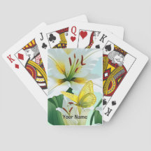 Playing Cards White Lilly, Yellow Butterfly