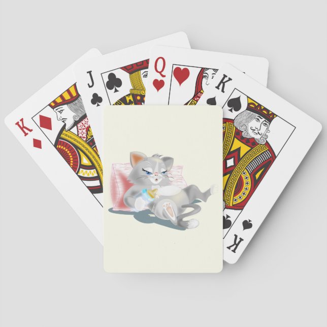Playing Cards with Baby Kitten - Funny (Back)