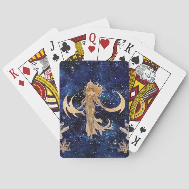 Playing Cards with Celestial Goddess in Faux Gold (Back)