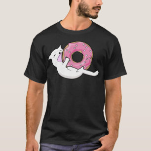 Playing cat with a donut rainbow birthday pirate b T-Shirt