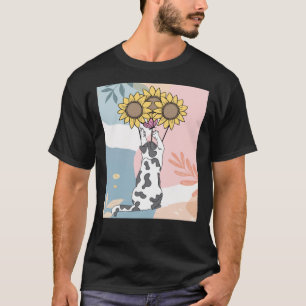 Playing Cat With Butterfly And Sunflowers T-Shirt