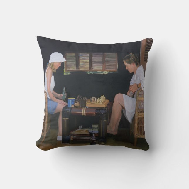 Playing Chess at Goldeneye Cushion (Front)