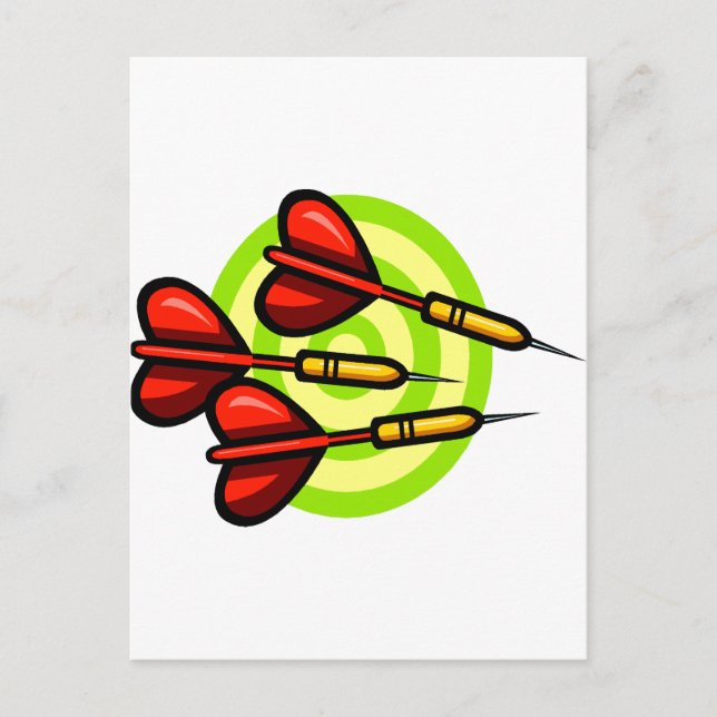 Playing Darts Postcard (Front)