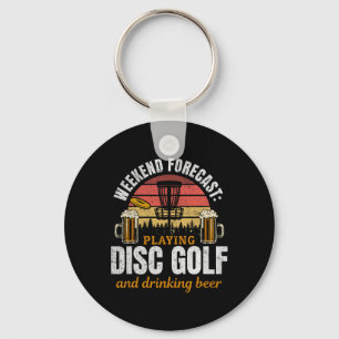 Playing Disc Golf And Drinking Beer - Funny Disc G Key Ring