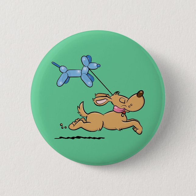 Playing Dog 6 Cm Round Badge (Front)