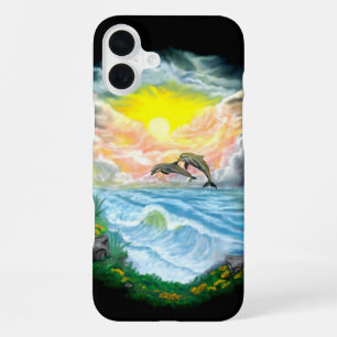 Playing Dolphins in the Sunshine iPhone 16 Plus Case