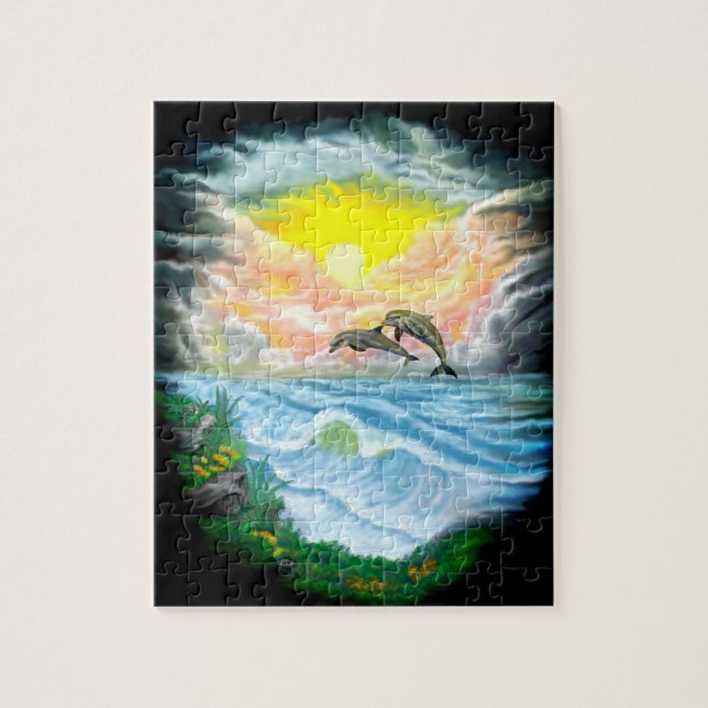 Playing Dolphins in the Sunshine Jigsaw Puzzle (Vertical)