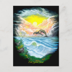 Playing Dolphins in the Sunshine Postcard