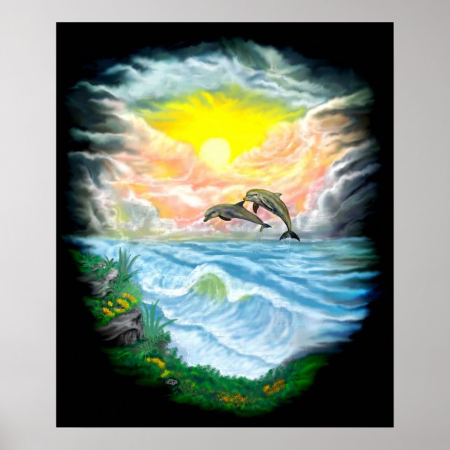 Playing Dolphins in the Sunshine Poster (Front)