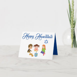 PLAYING DREIDEL HAPPY HANUKKAH Greeting Card