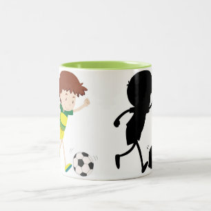 Playing Football - Colour & Silhouette Coffee Mug