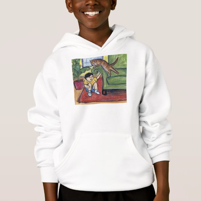 Playing Games Cat Lover Custom Art Hoodie (Front)